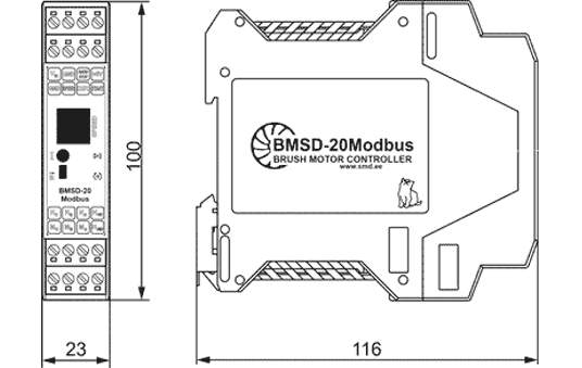 Блоки управления <br> BMSD‑20Modbus габаритные размеры