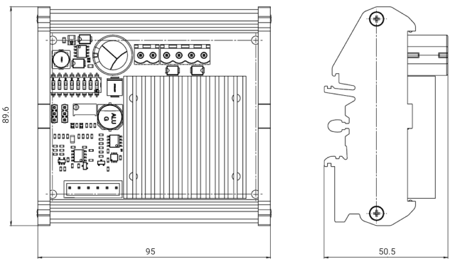 Блок управления  SMD-2.8<br> с DIN‑фиксатором габаритные размеры